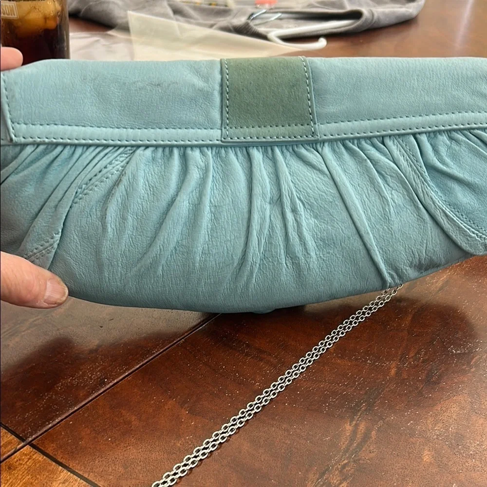 Naturalizer Blue Clutch with Buckle and Chain Strap